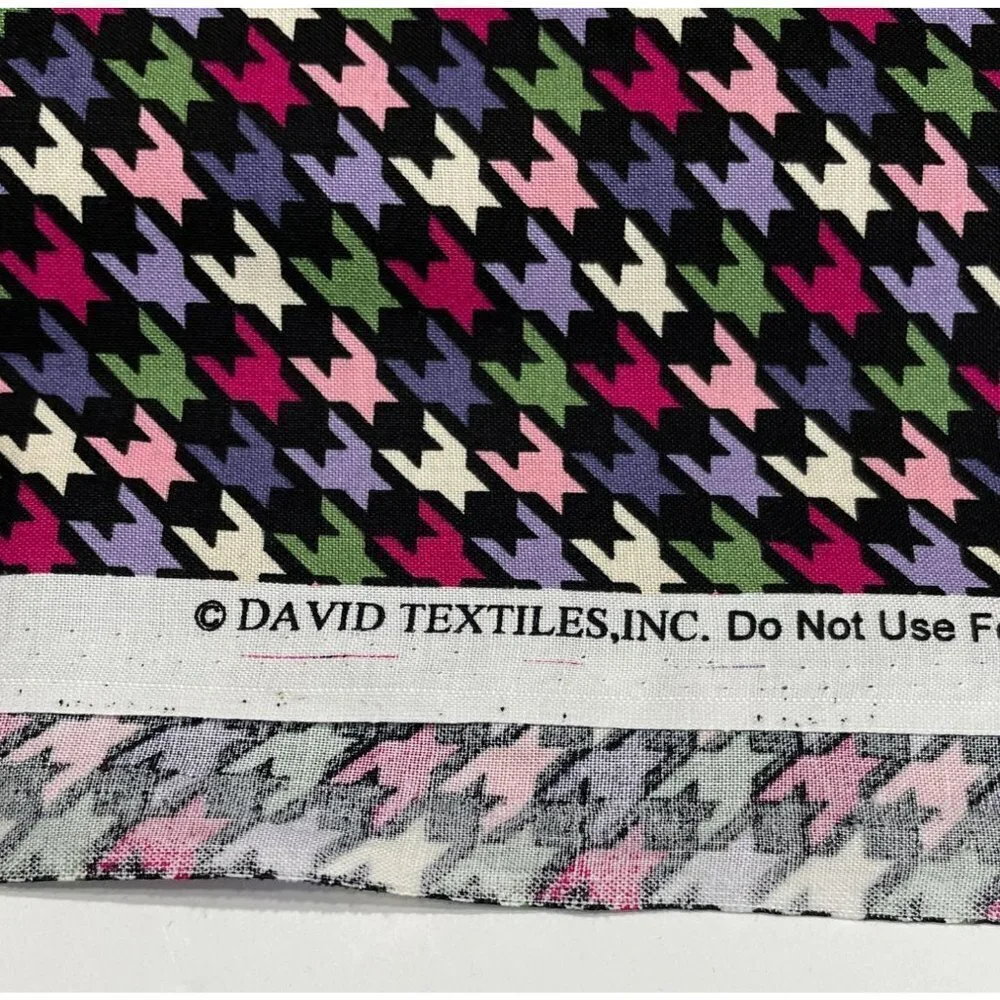 David Textiles‎ Fabric Geometric Black Pink Purple Green Remnant 60